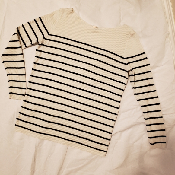 Ribbed Striped White Top - XS (Gap) - Picture 2 of 5